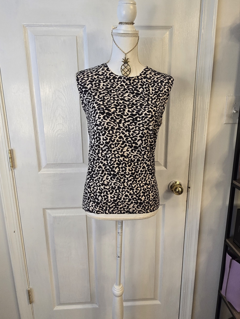 J. Crew Leopard Print Sleeveless Tank Top Animal Print Fall Business Casual Larg